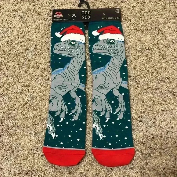 Odd Sox Other - Odd Sox Jurassic Park Christmas Crew Socks 90s Movie Film Mens/Womens Retro